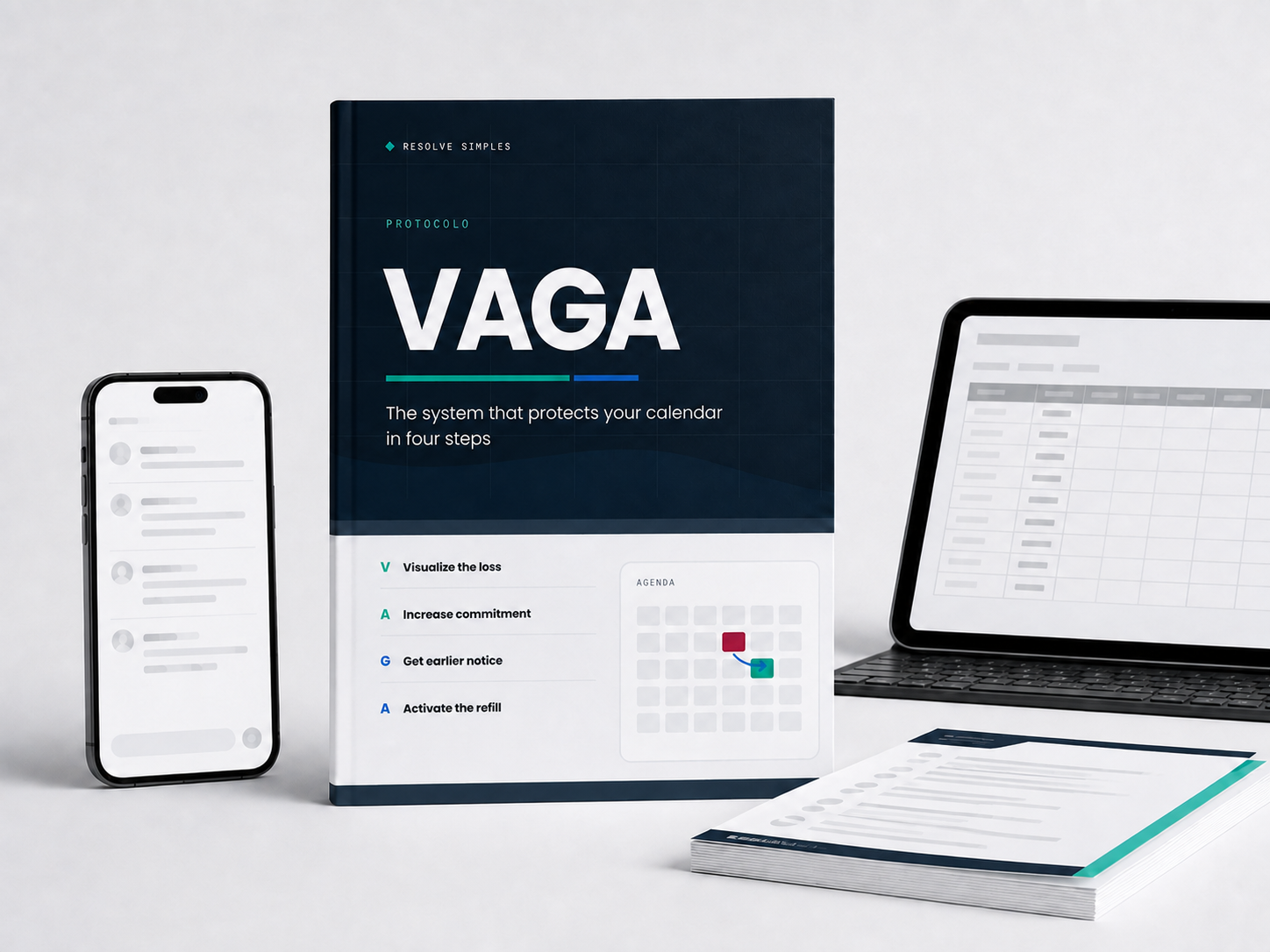VAGA Protocol digital toolkit shown as a guide, tracking sheet and ready-to-send message system